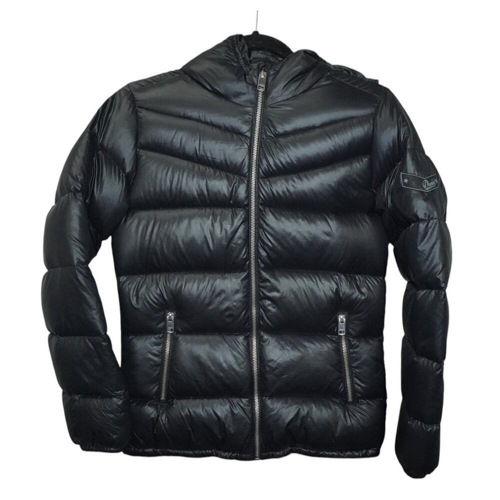 Diesel Boys Puffer Jacket Kids Size 14/16 Black Hooded Youth Winter Coat